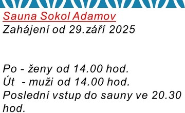 Zahájení provozu sauny Sokol Adamov