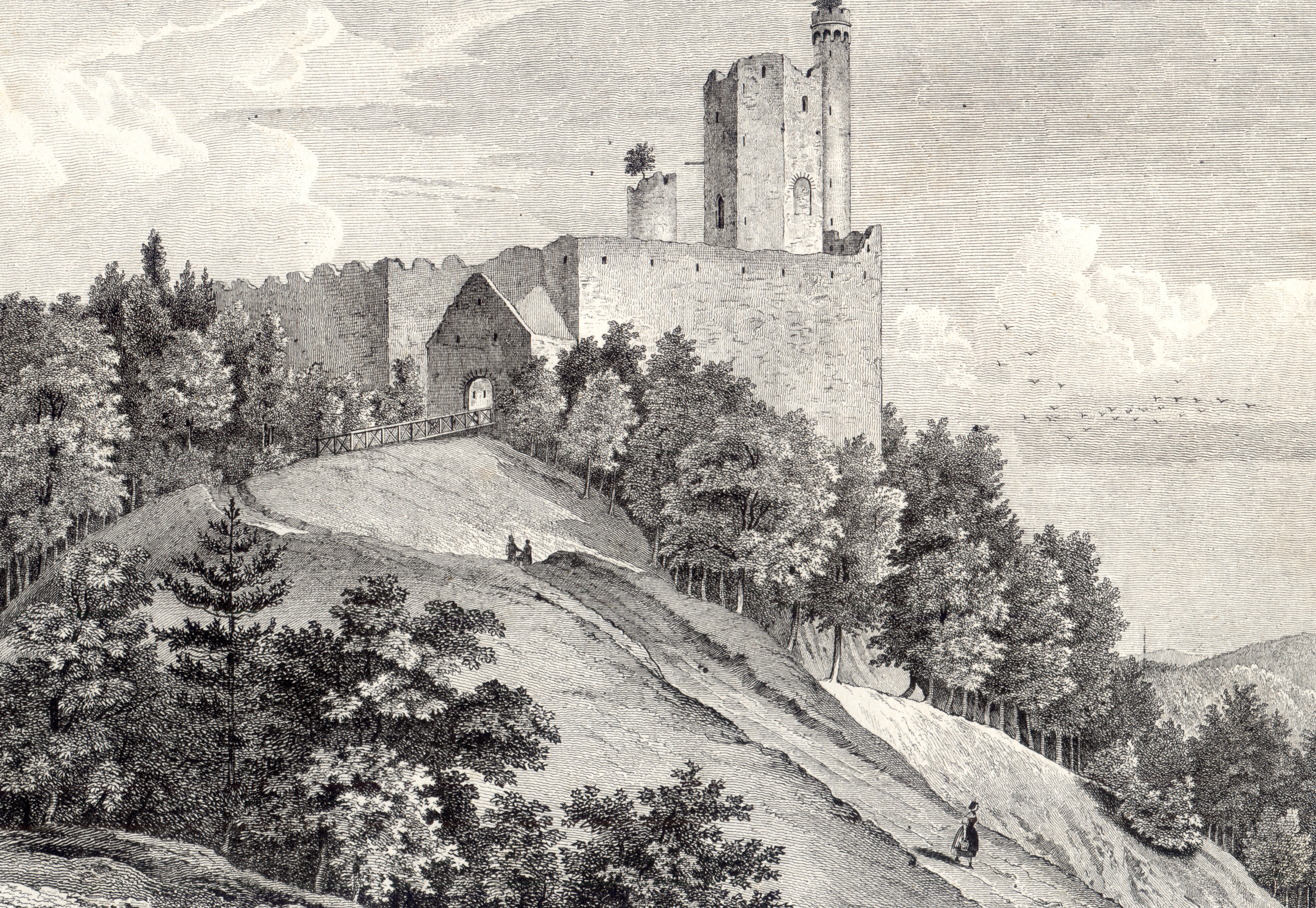 Kresba Nové hradu z roku 1848